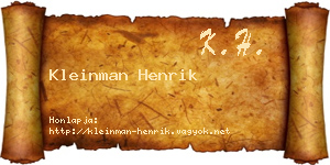 Kleinman Henrik névjegykártya